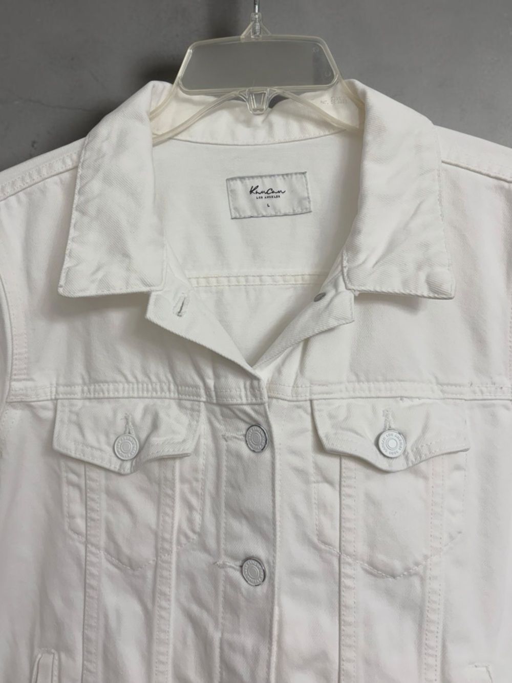 Kancan Delora Denim Jacket Women's Size L White Cotton Button Front Preppy Boho - Picture 6 of 16